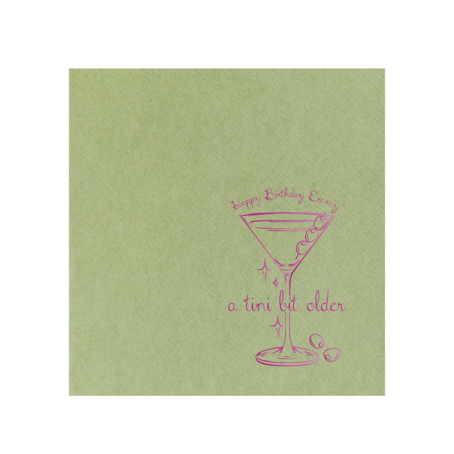 a tini bit older olives | beverage napkins | 3ply or linen