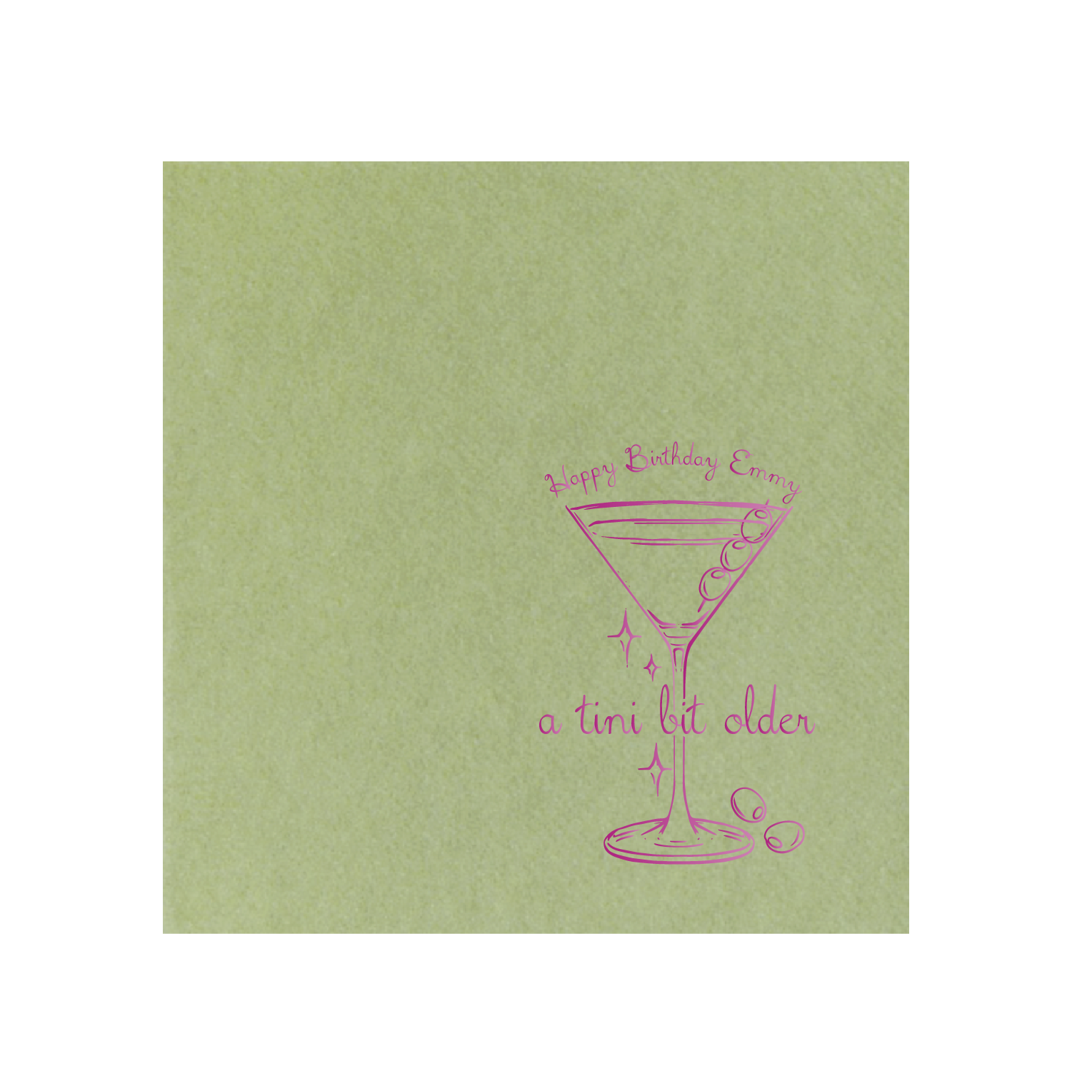 a tini bit older olives | beverage napkins | 3ply or linen
