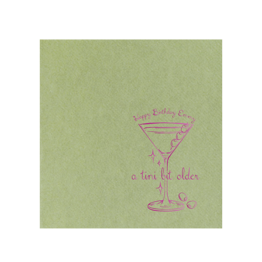 a tini bit older olives | beverage napkins | 3ply or linen