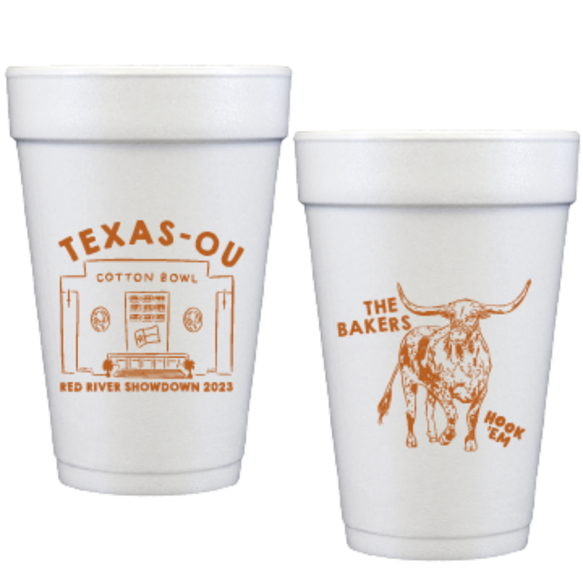 longhorn red river | styrofoam cups