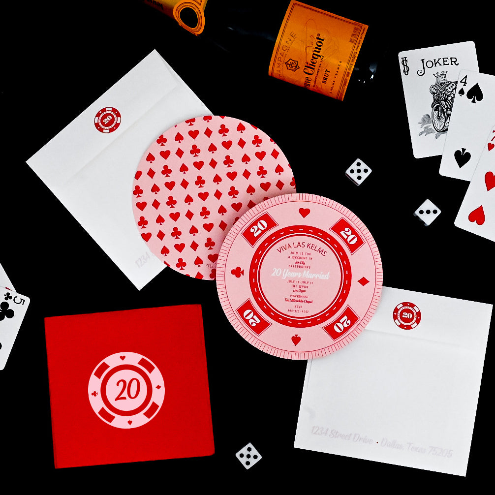 poker chip pink | invitation