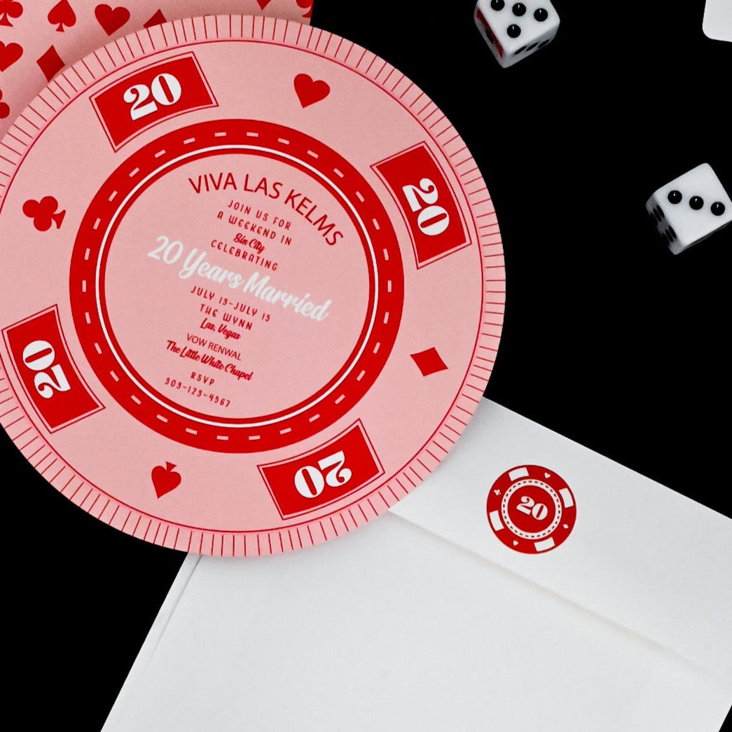 poker chip pink | invitation
