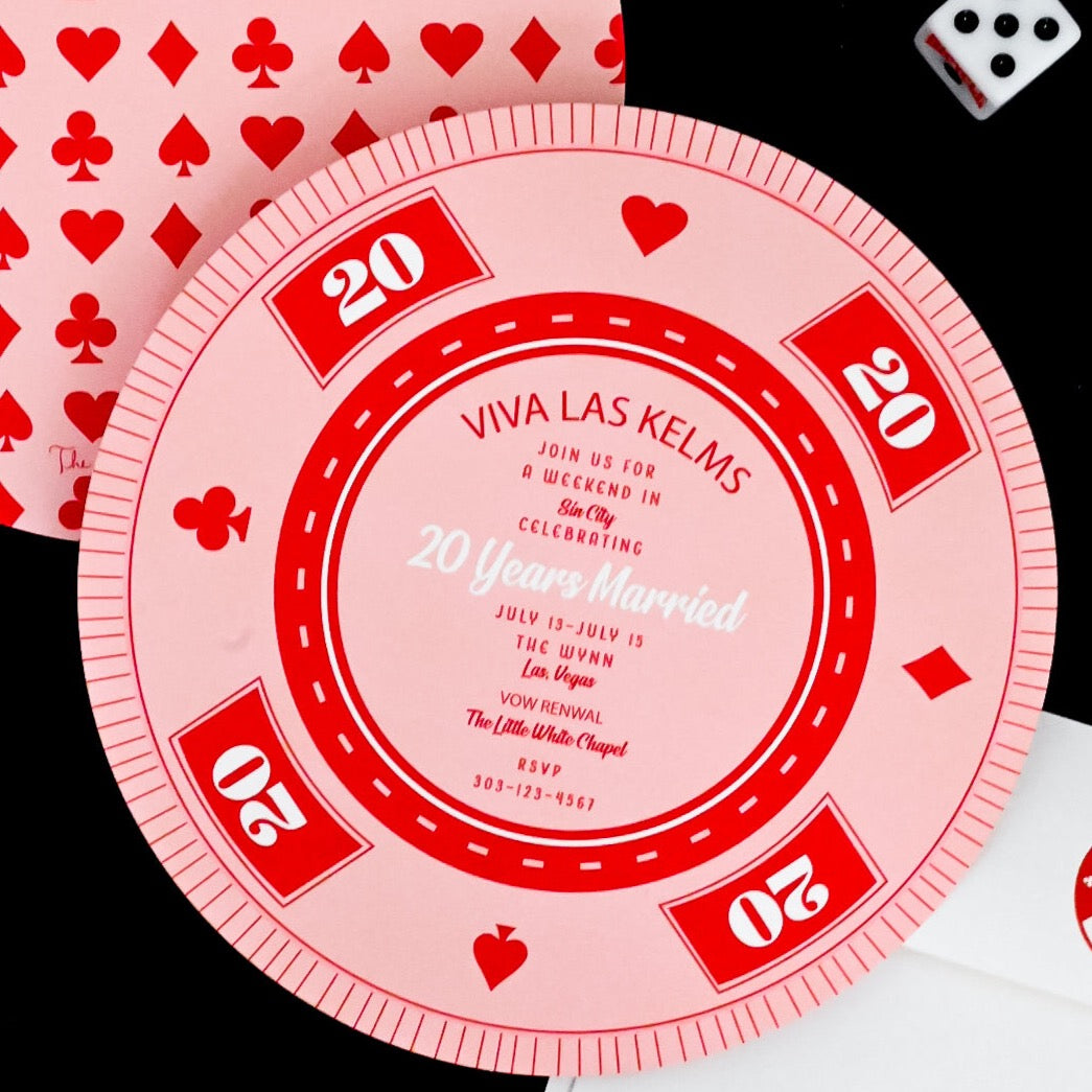 poker chip pink | invitation