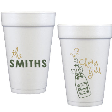 Cheers Ya'll Personalized 20oz Styrofoam Cups