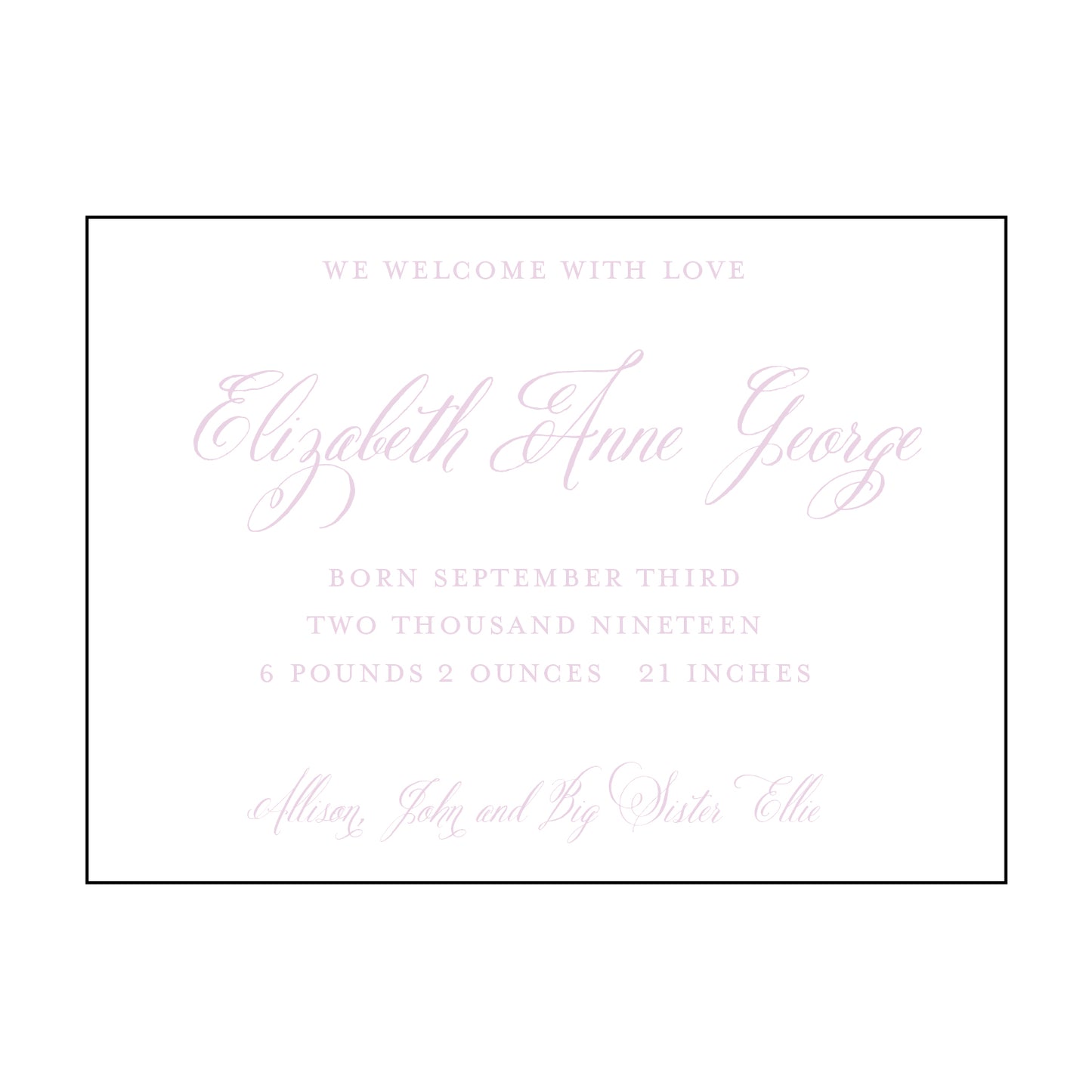 classic calligraphy | birth announcement