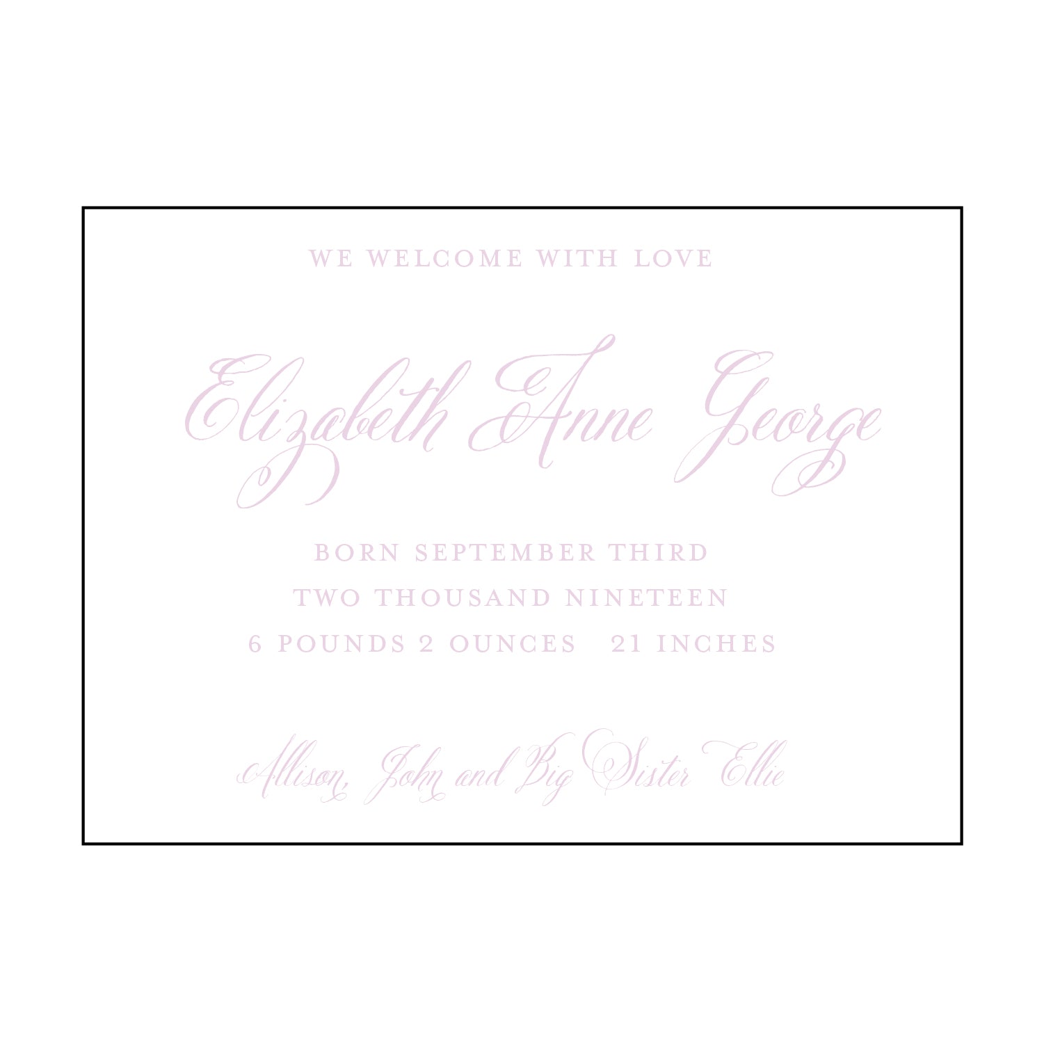 classic calligraphy | birth announcement