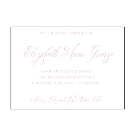 classic calligraphy | birth announcement