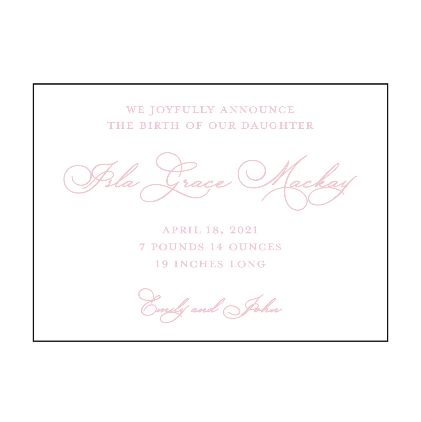 classic swirl | birth announcement