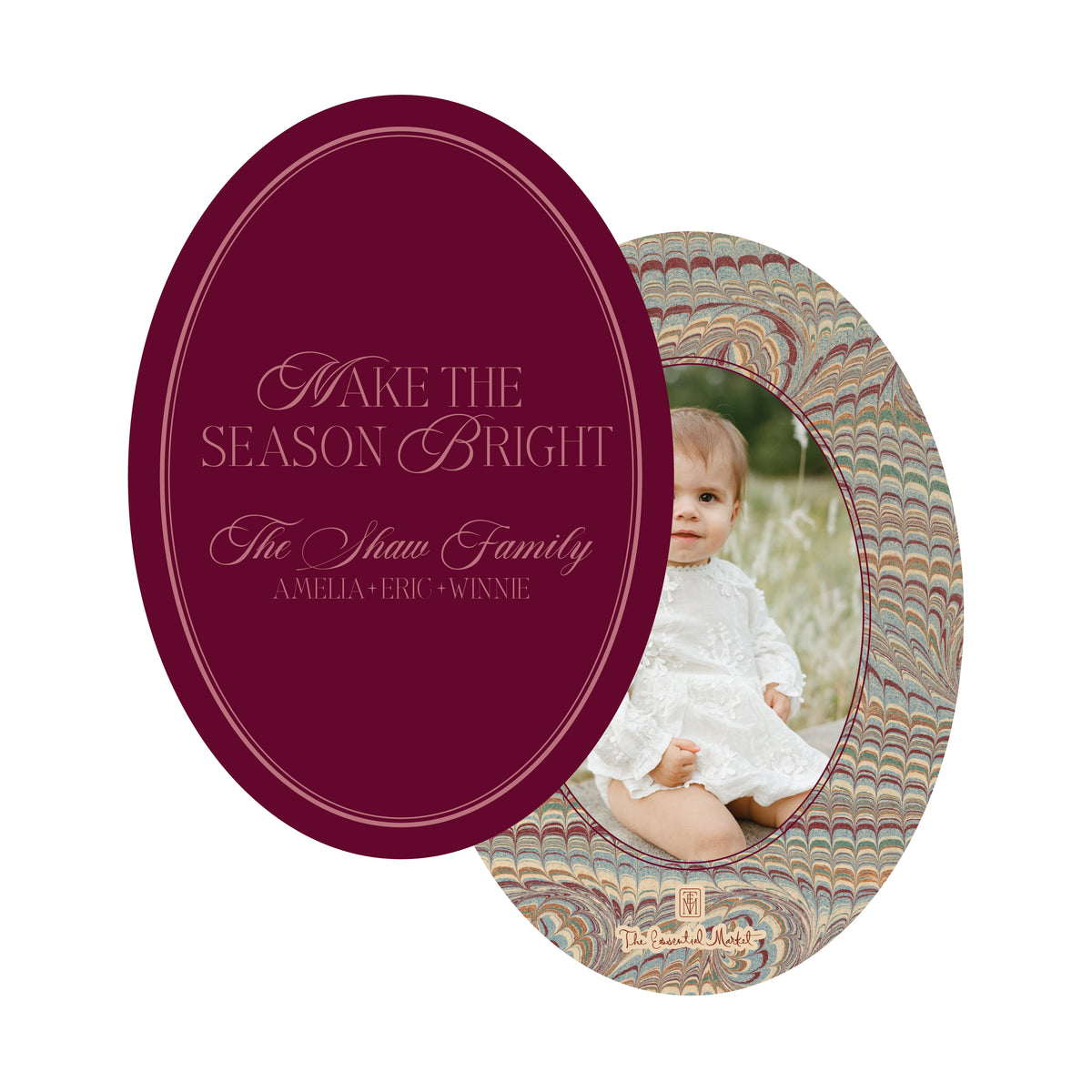 merry marble 2 | holiday card | flat print | die-cut shape