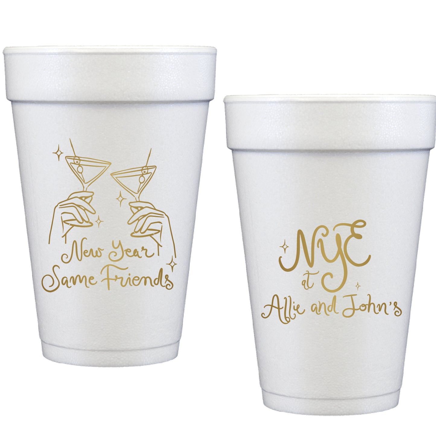 nye cheers | styrofoam cups
