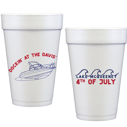 ski boat | styrofoam cups