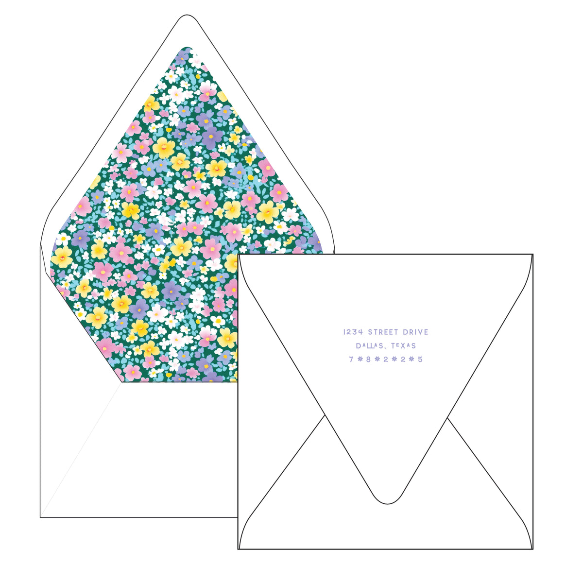 petite floral 1 | holiday card | flat print | die-cut shape