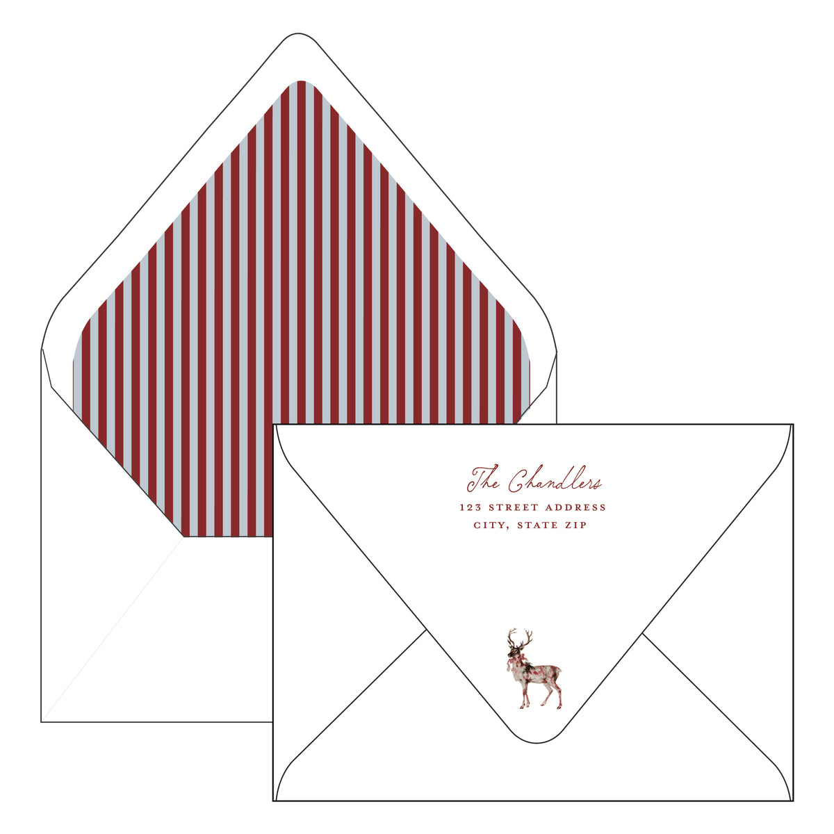 watercolor reindeer | holiday card | flat print | die-cut shape
