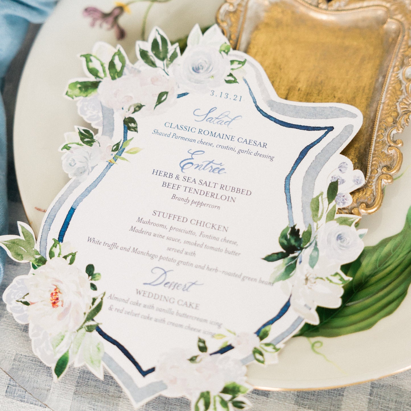 Personalized wedding crest menu