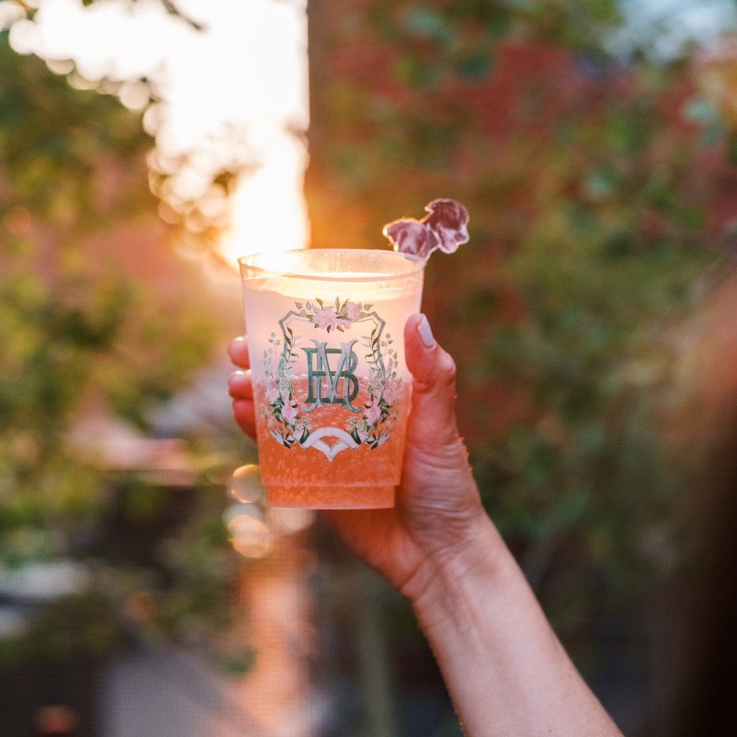 personalized wedding crest frosted flex cup