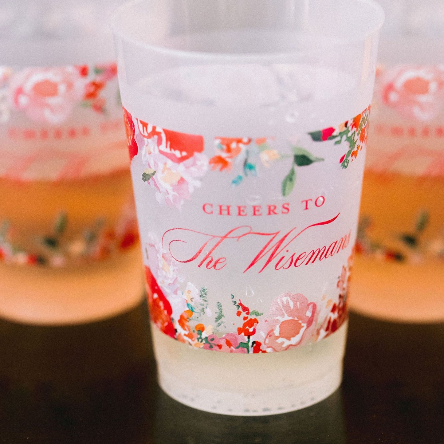 Personalized colorful wedding frosted flex cups