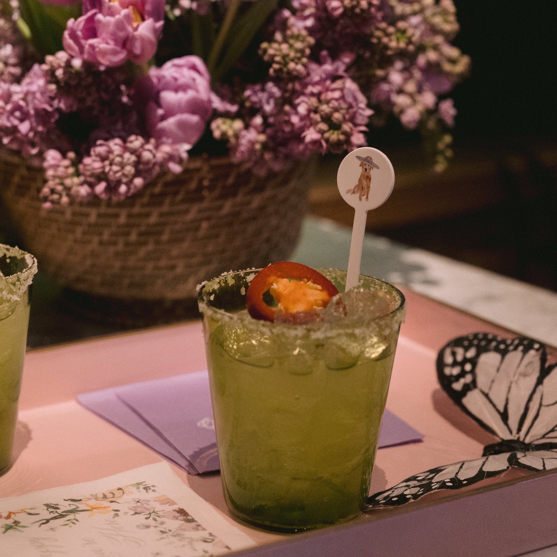 Personalized dog with sombrero stir stick