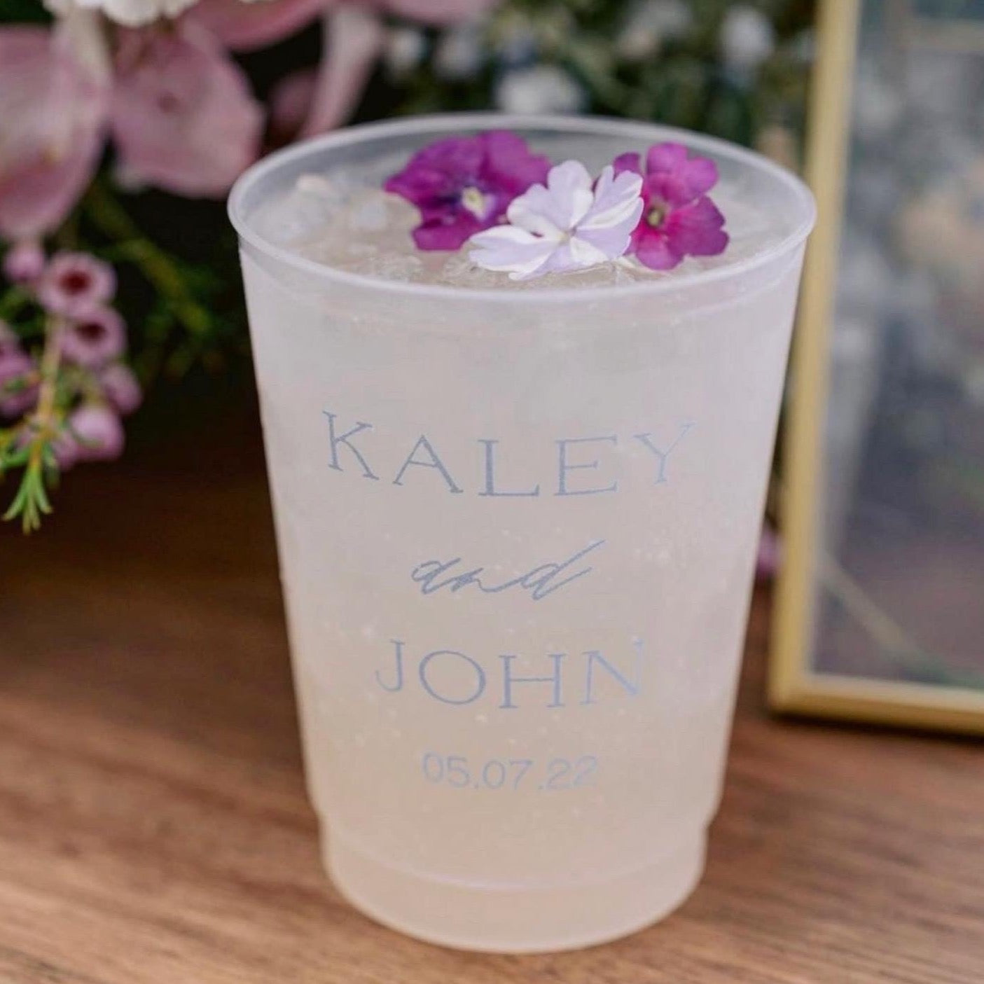 wedding custom cocktail frosted flex cup