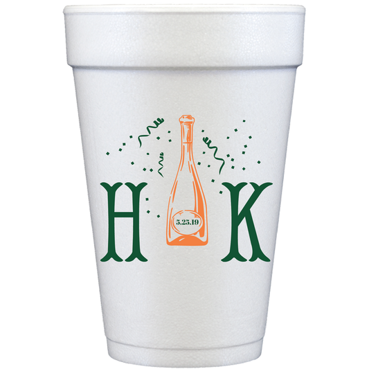 personalized champagne bottle monogram | styrofoam cup