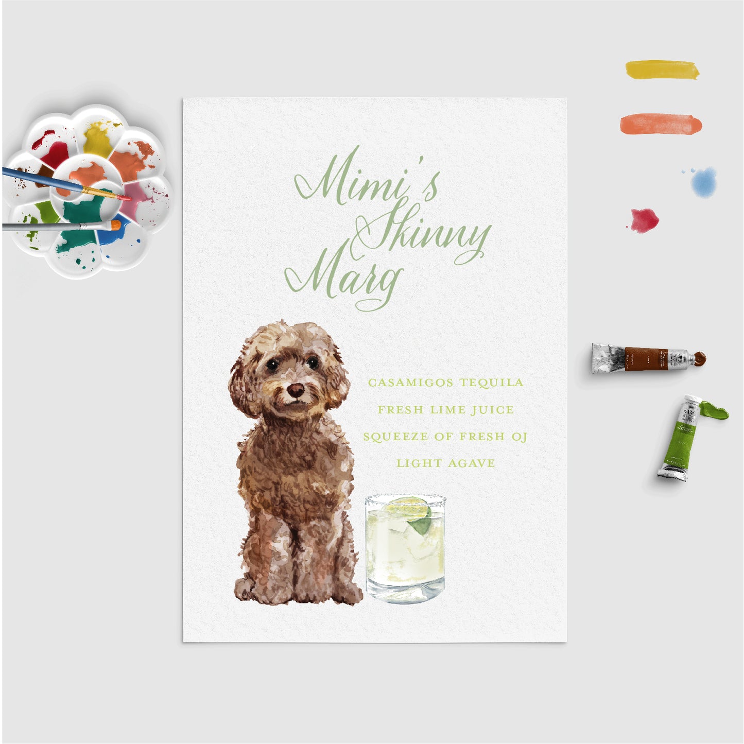 Watercolor pet signature cocktail signage