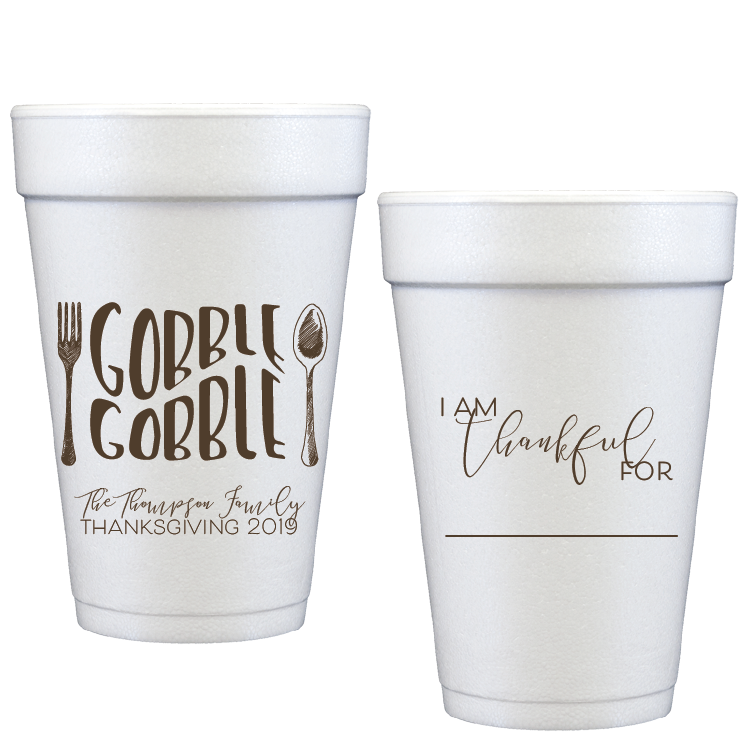 Personalized Thanksgiving styrofoam cups
