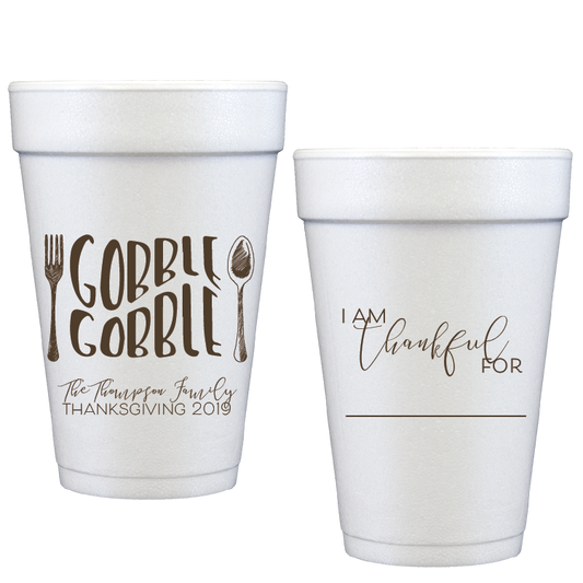 Personalized Thanksgiving styrofoam cups