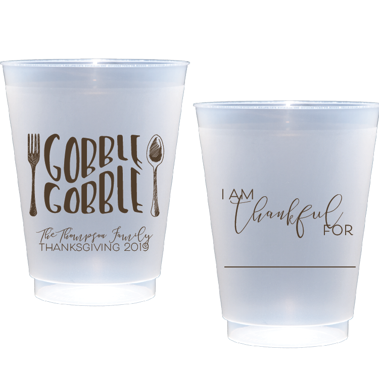 Personalized Thanksgiving frosted flex cups