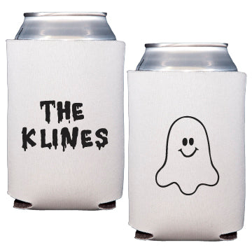 Personalized Halloween ghost can coolers