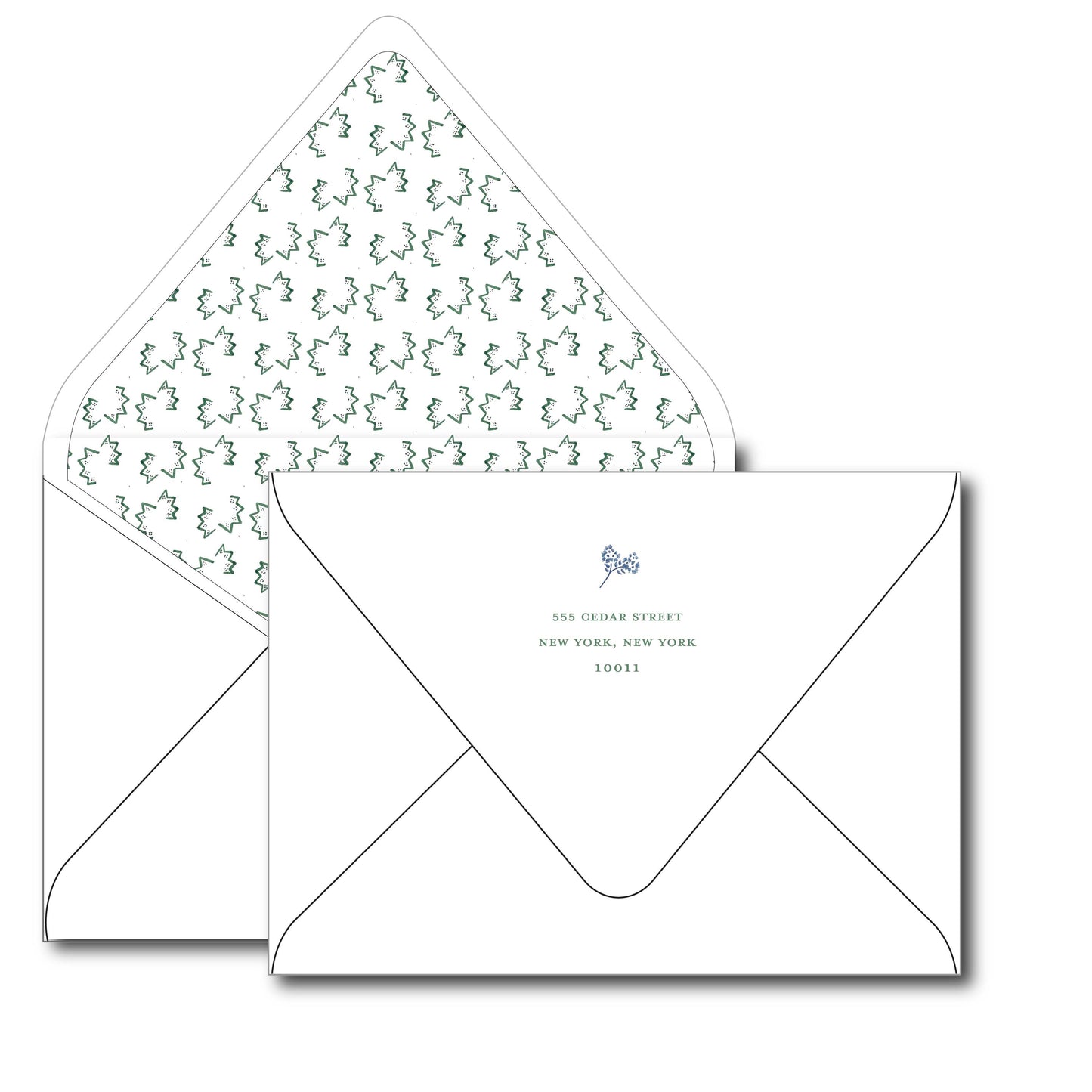 green zig zag | holiday card | cedar street stationery