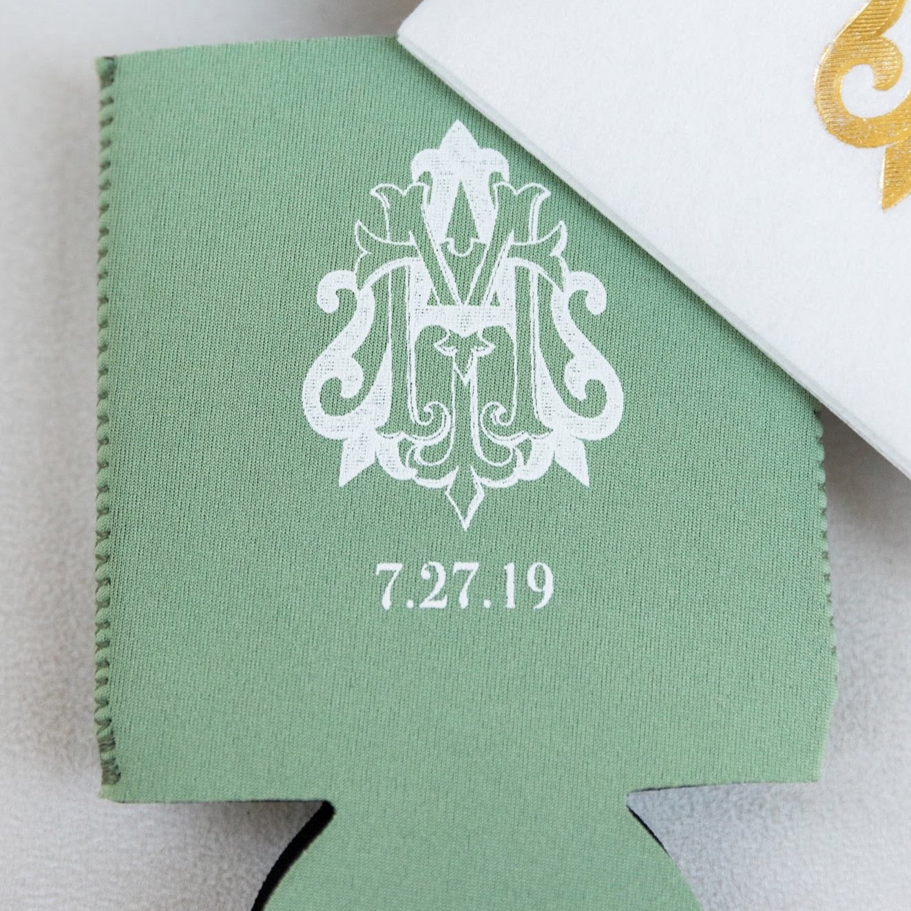 Wedding monogram can koozies