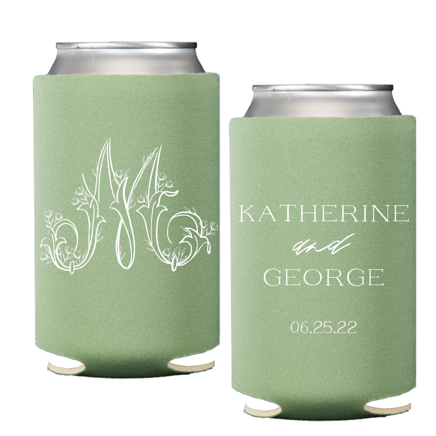 floral monogram | can cooler