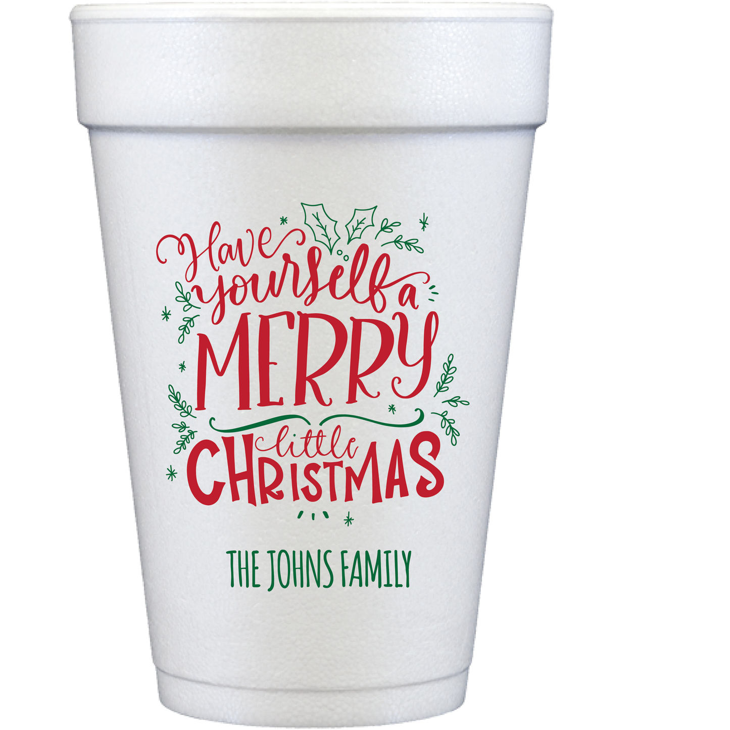 Personalized Christmas styrofoam cups