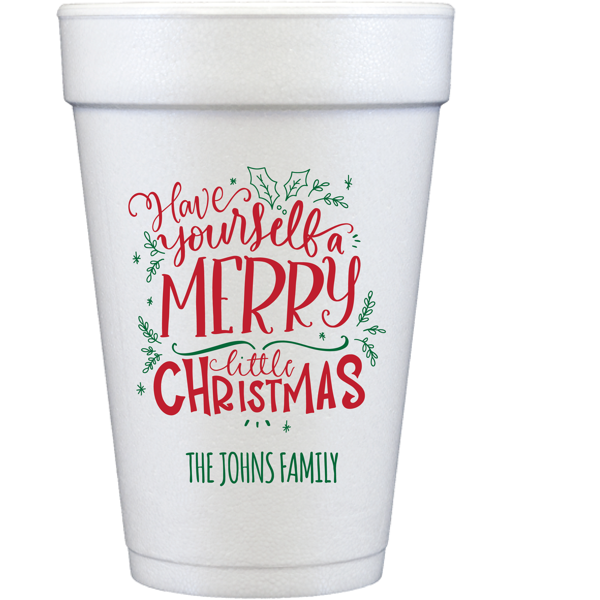 Personalized Christmas styrofoam cups