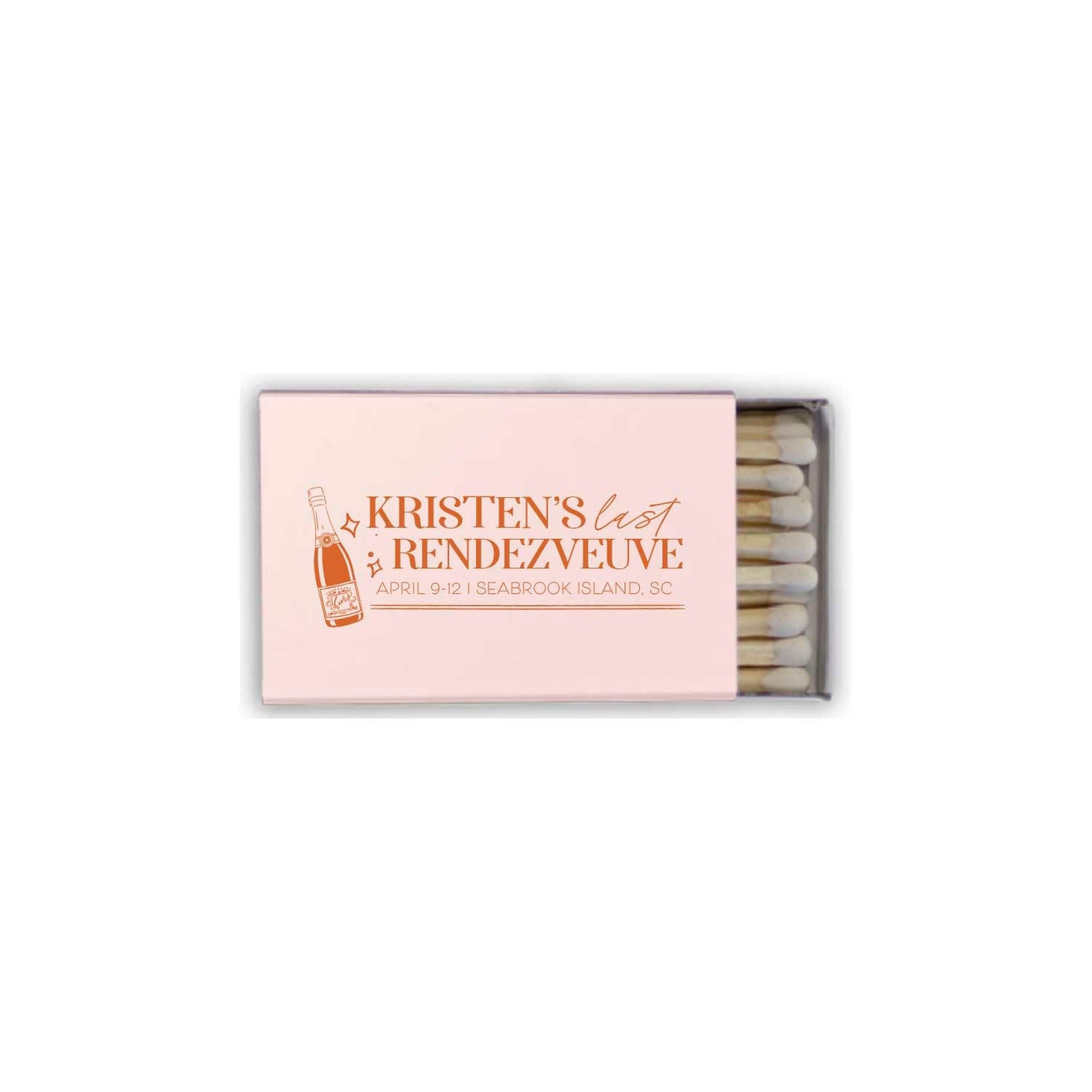 champagne bachelorette | matchboxes