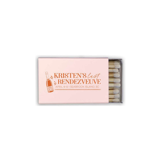 champagne bachelorette | matchboxes
