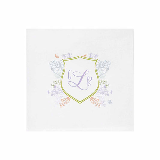 floral crest personalized cocktail napkins