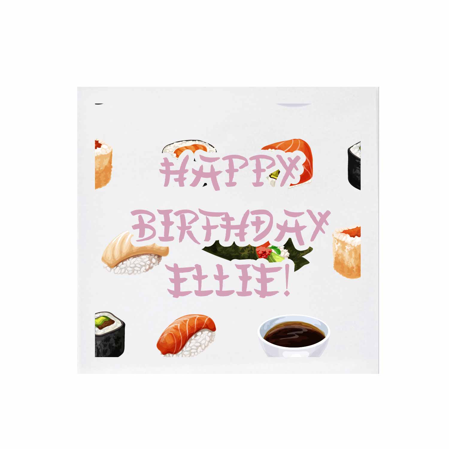 sushi, sake, hibachi pink personalized cocktail napkins