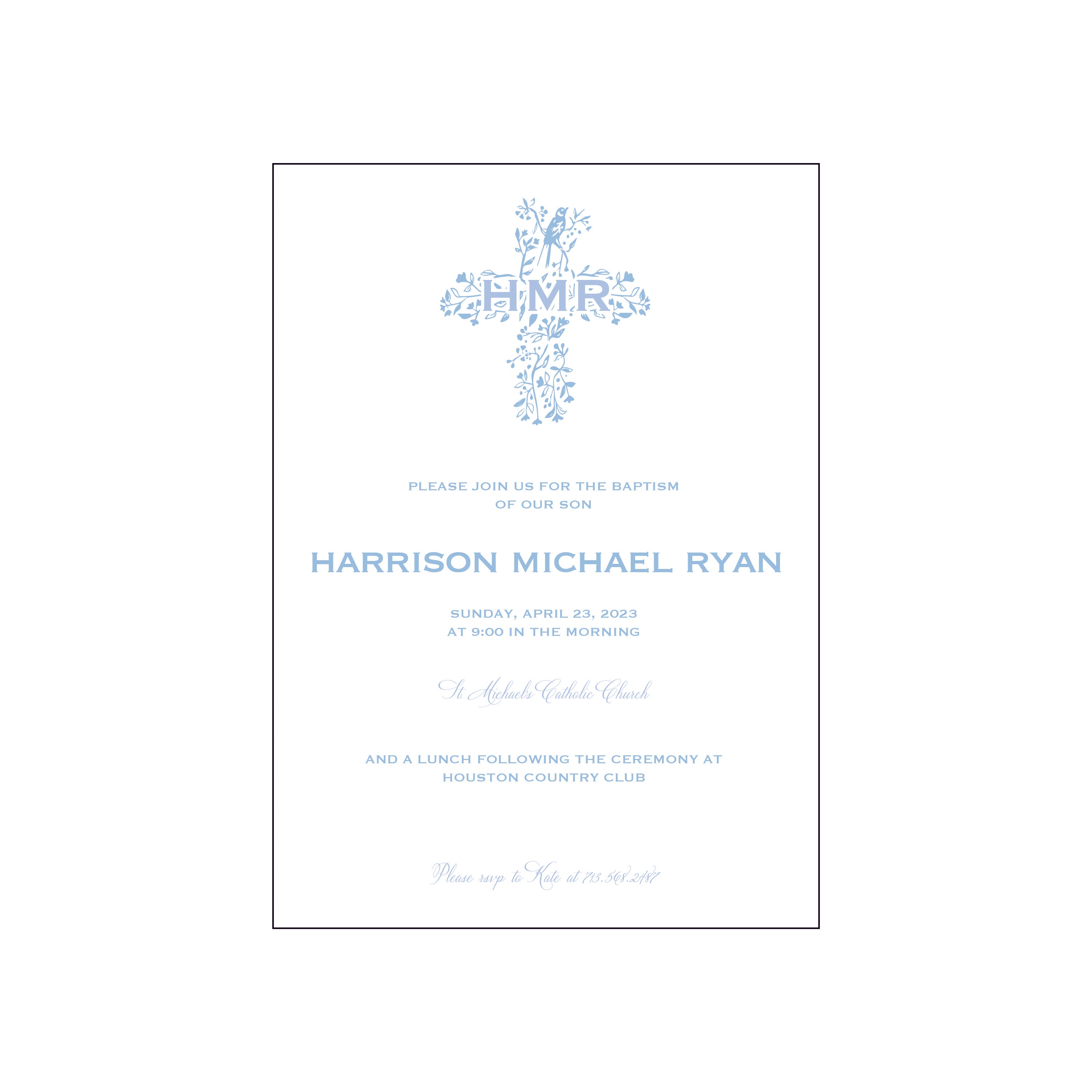 bird cross blue | invitation | specialty printing