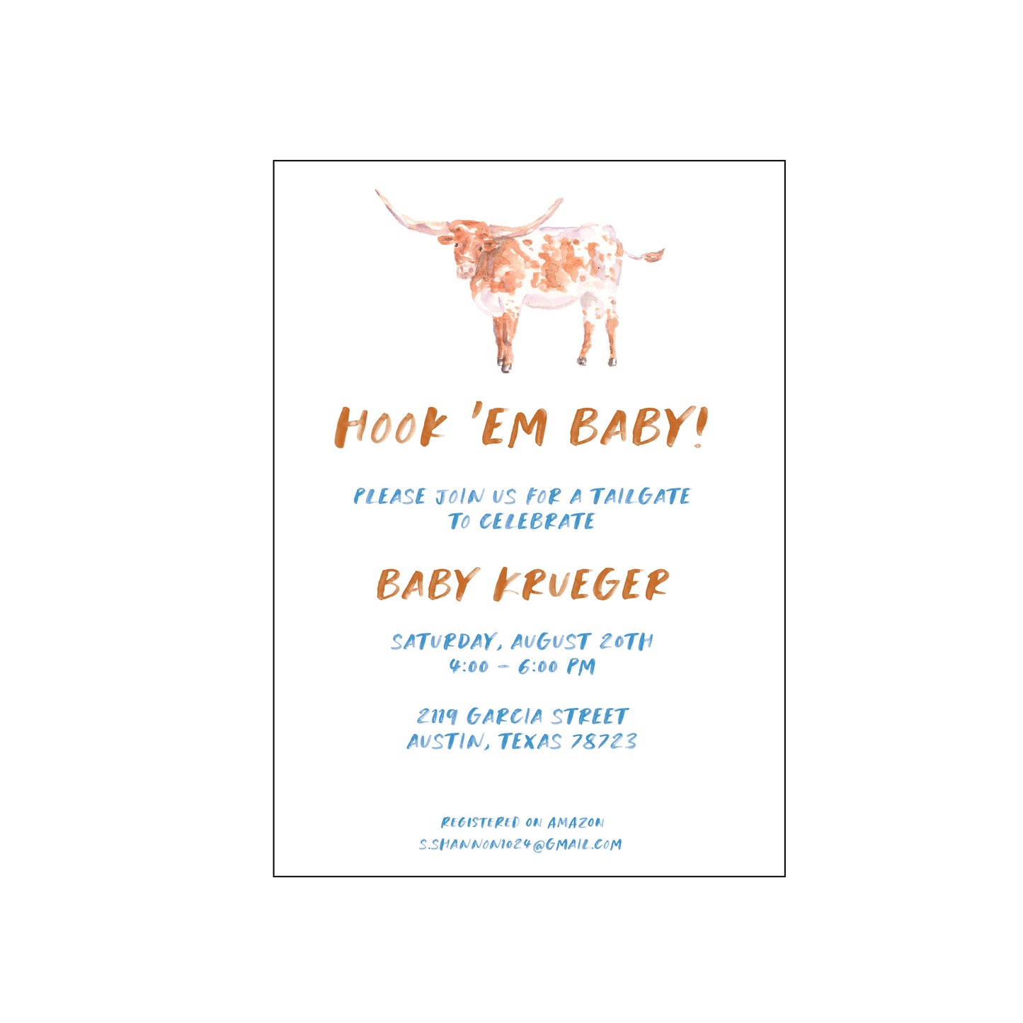 hook em baby | invitation