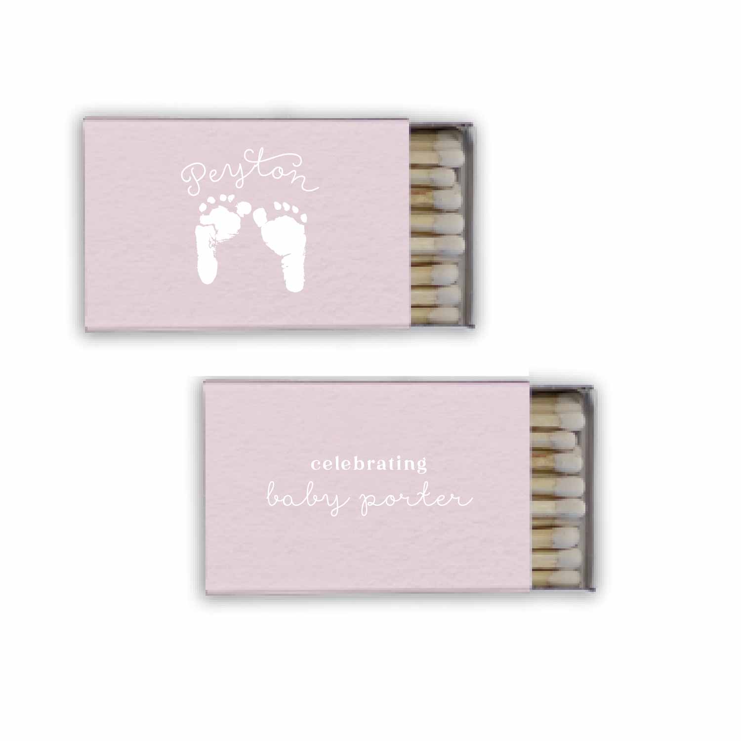 Baby feet Baby Shower Personalized Match Boxes