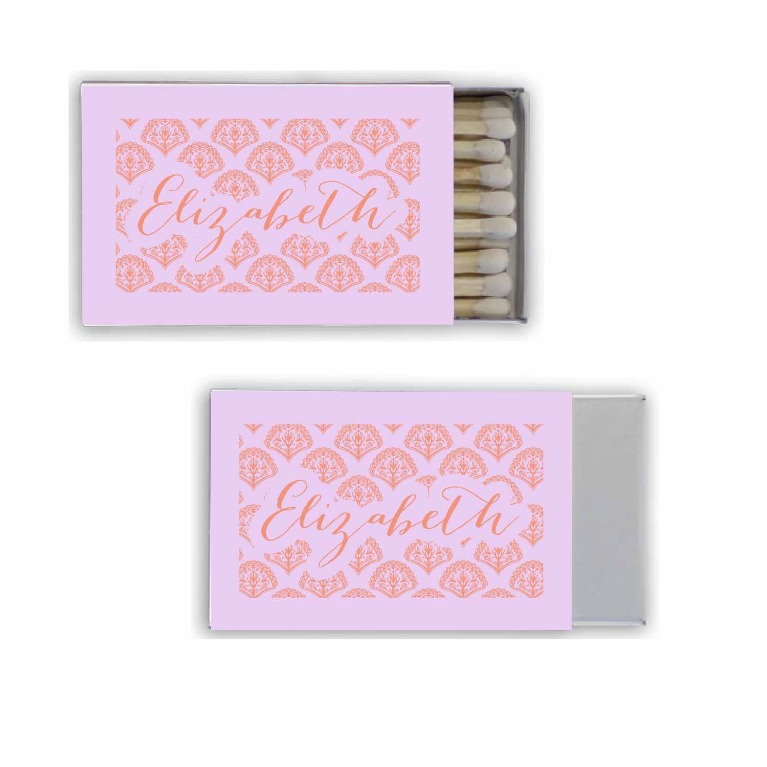 blockprint coral Personalized Match Boxes