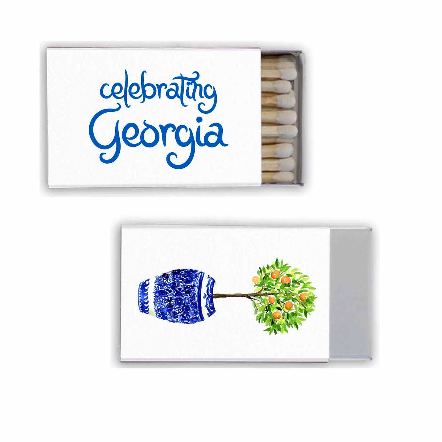 blue & white Personalized Match Boxes