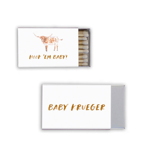 hook em baby personalized match boxes