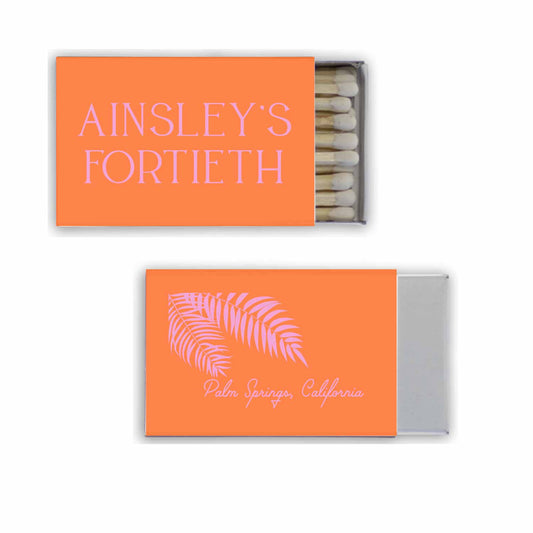 palm trees personalized match boxes