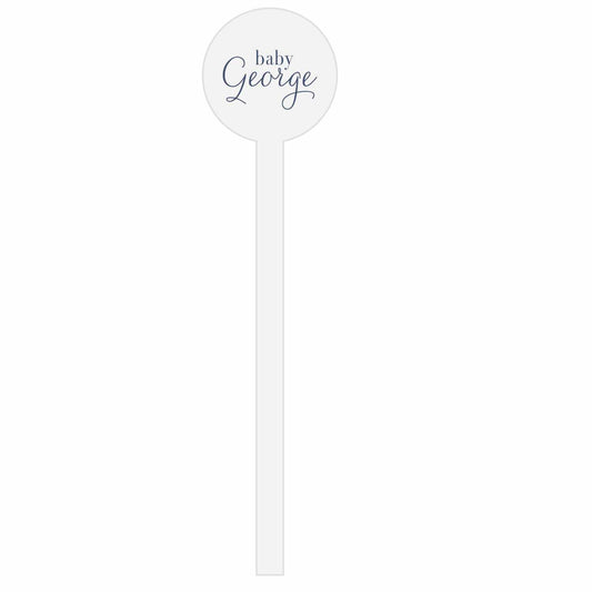 pale blue and white personalized stir sticks