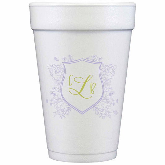 floral crest personalized styrofoam cup