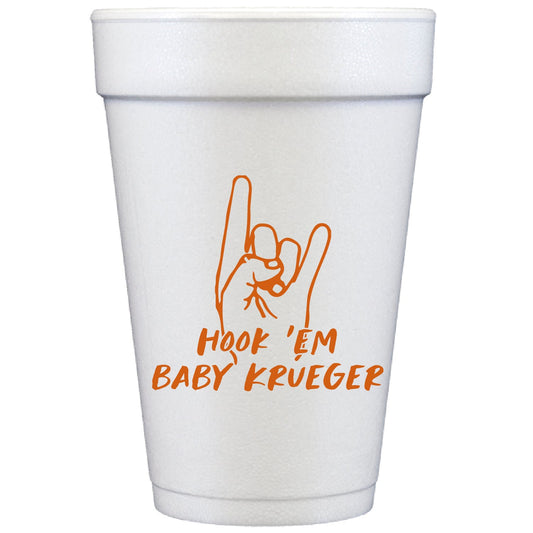 hook em baby personalized styrofoam cup