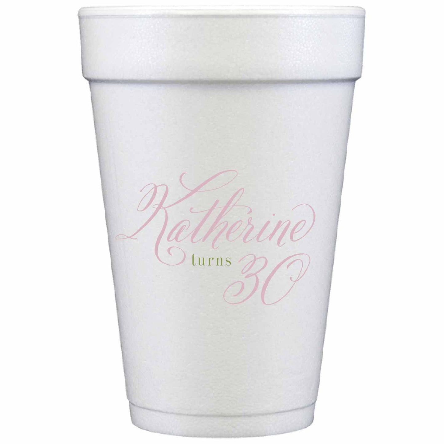 pink formal personalized styrofoam cup