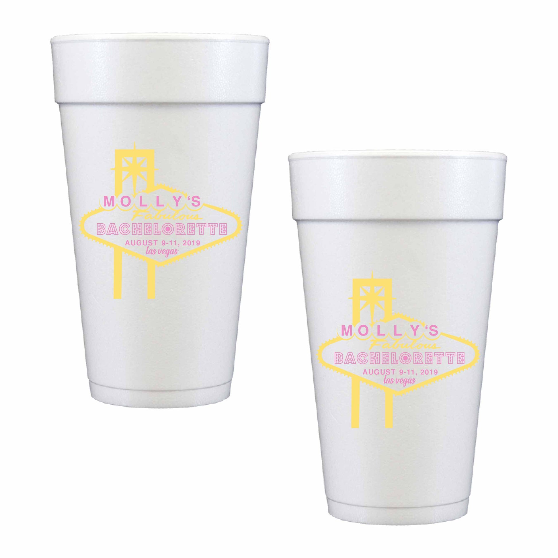vegas personalized styrofoam cup