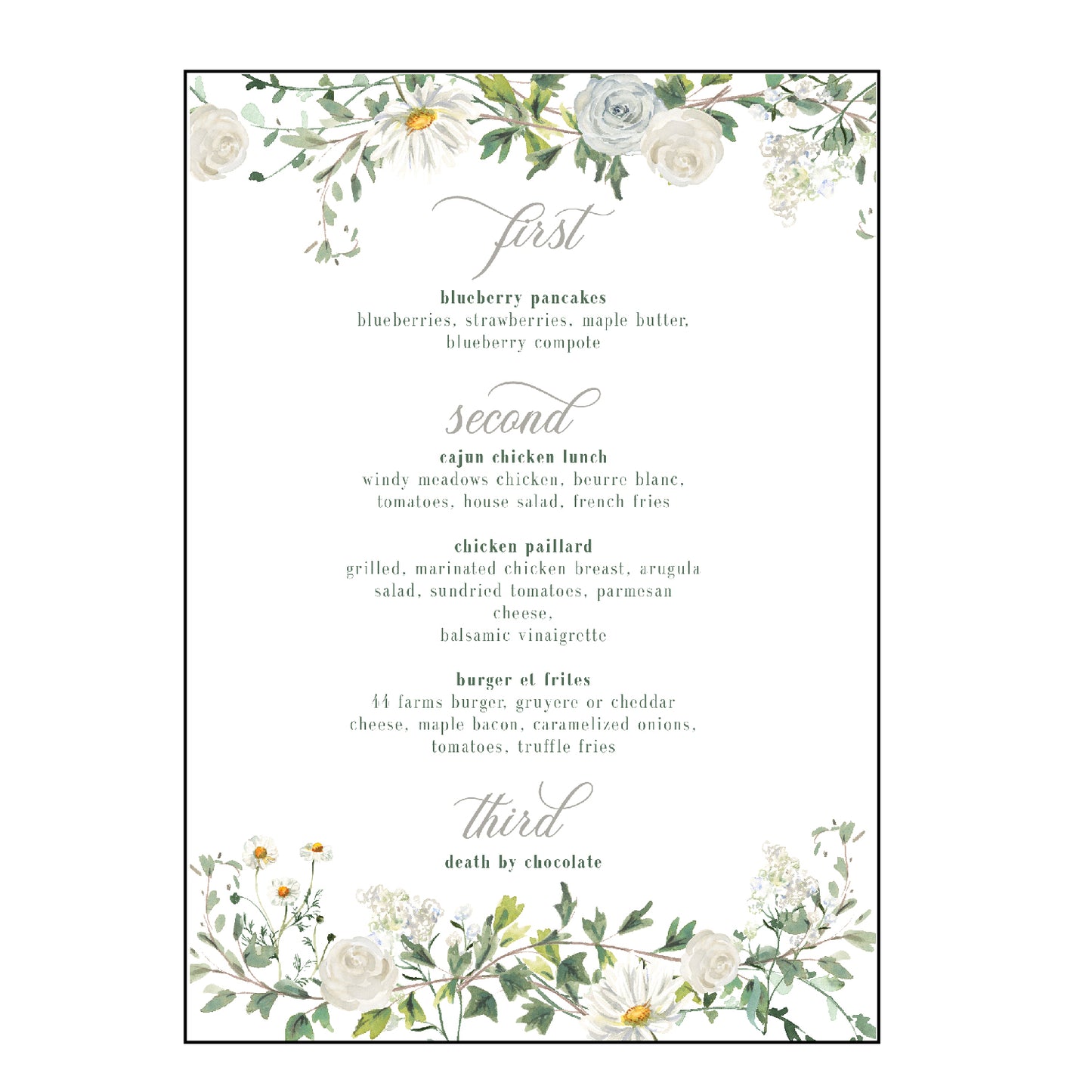 green & white | menus